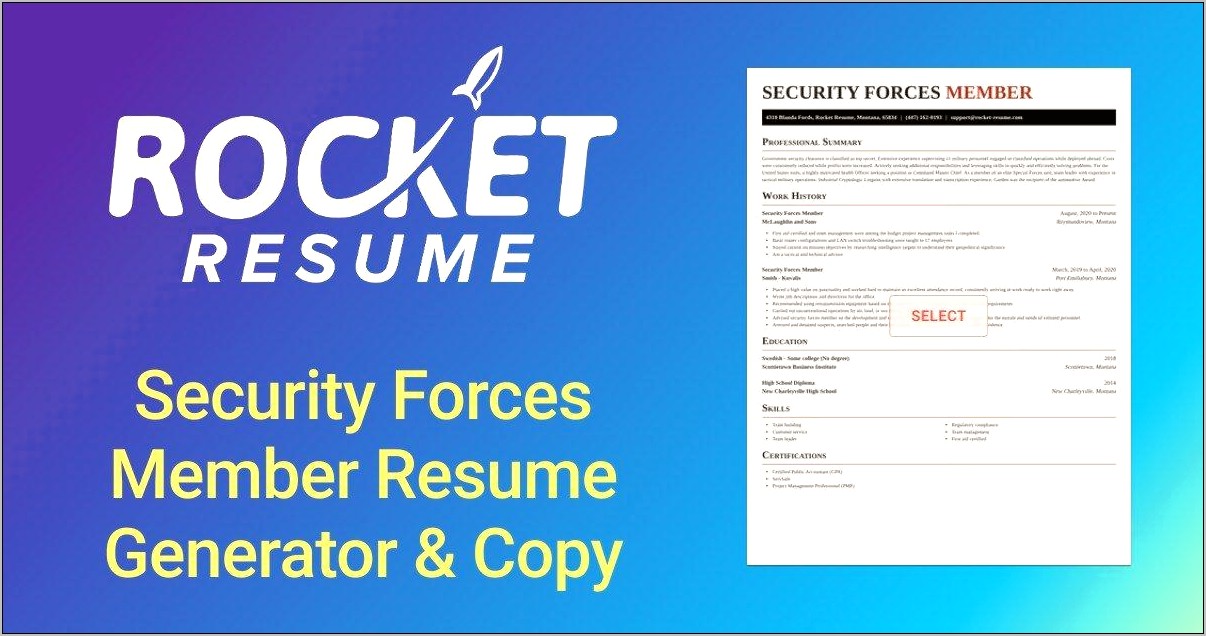 Security Forces Skills For Resume