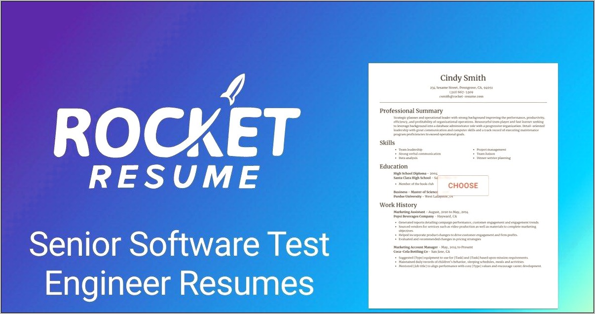 Senior Software Tester Resume Sample