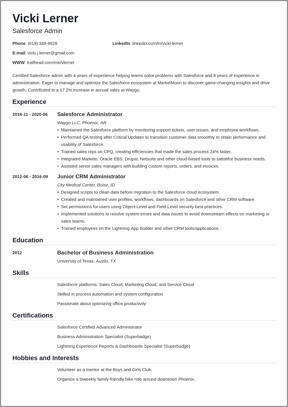 Sfdc Salesforce Project Manager Resume