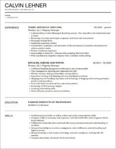 Shipping Manager Job Resume Examples