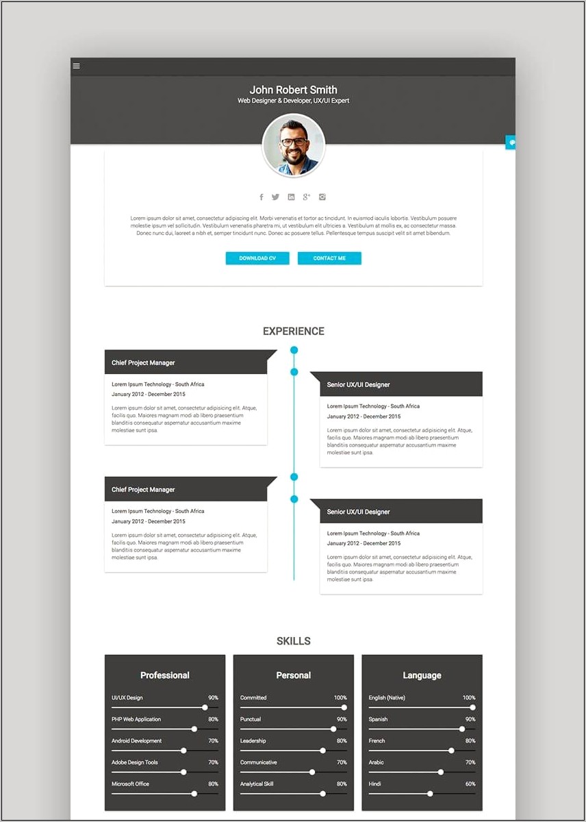 Simple Html Resume Template Free