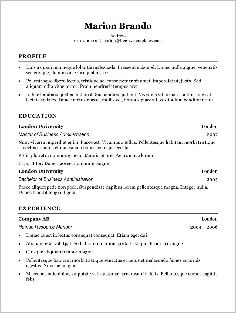 Simple Resume Template Download Free