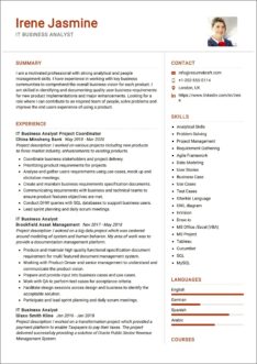Skill Section Resume System Analyst