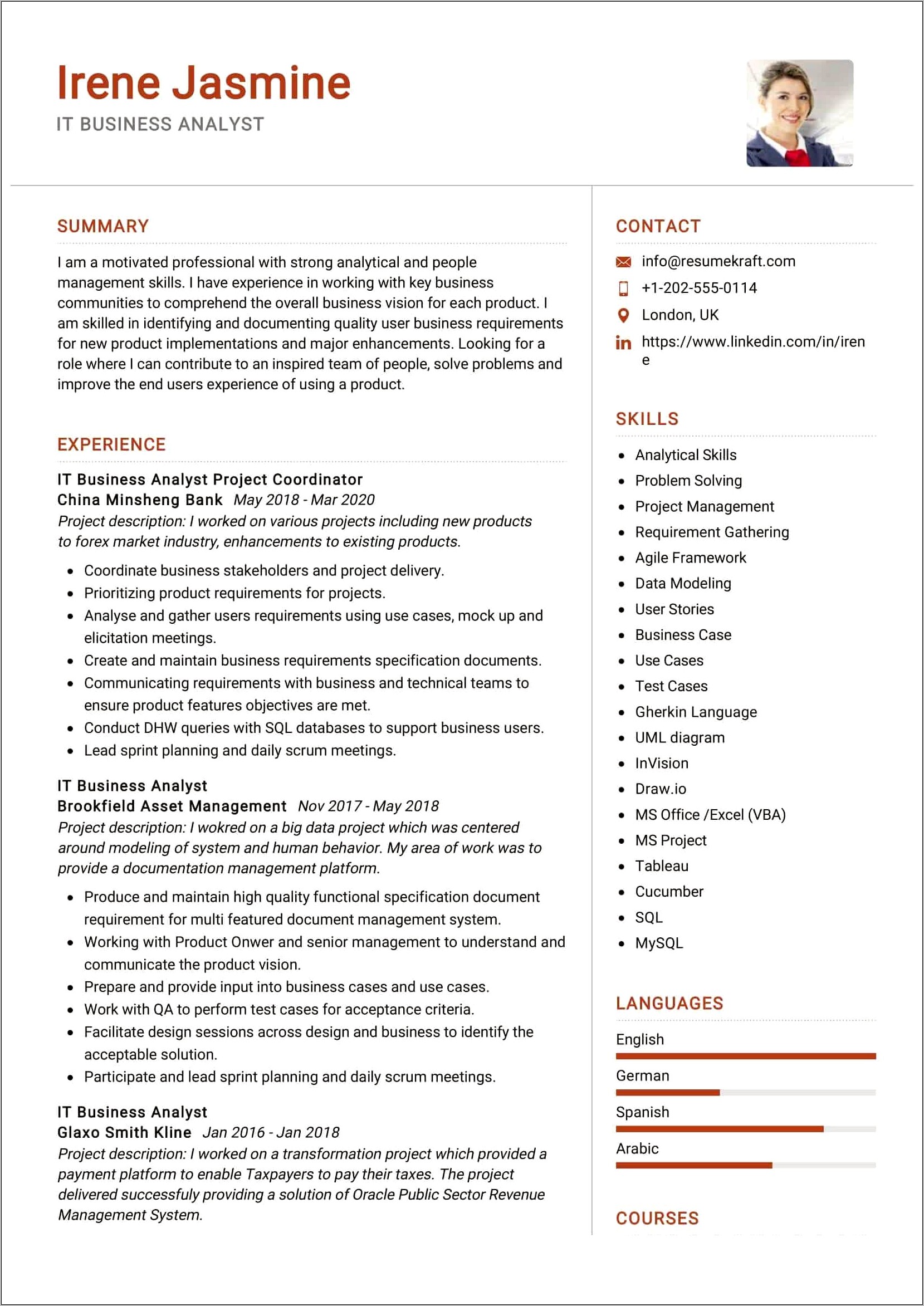 Skill Section Resume System Analyst