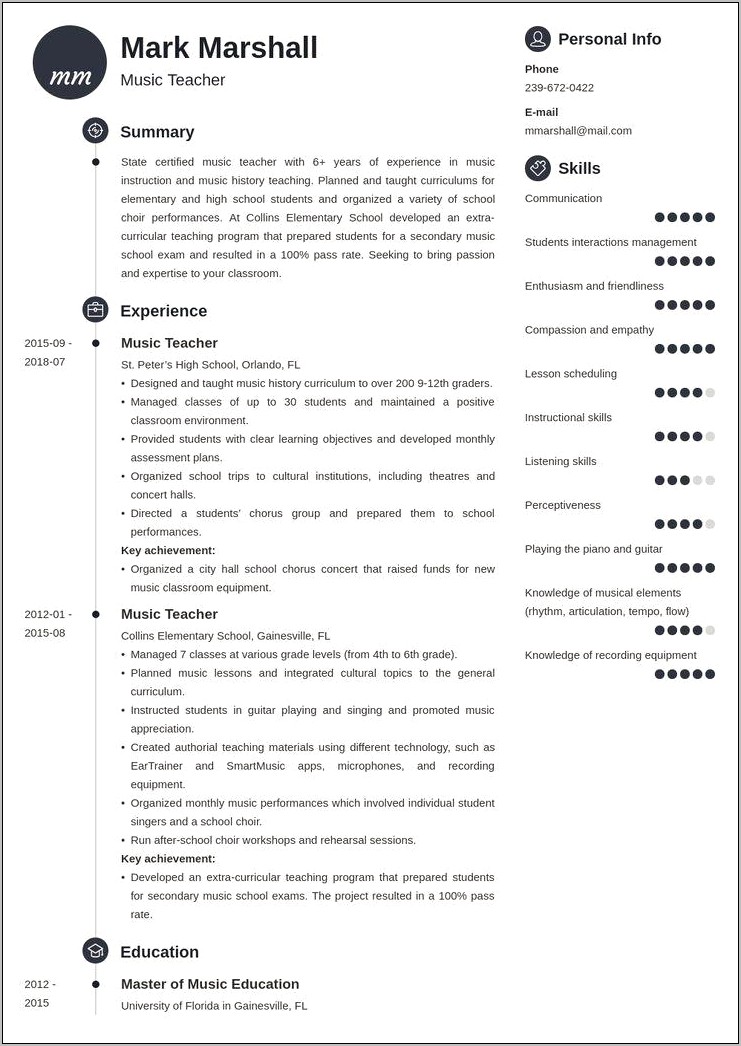 Skills For A Music Resume