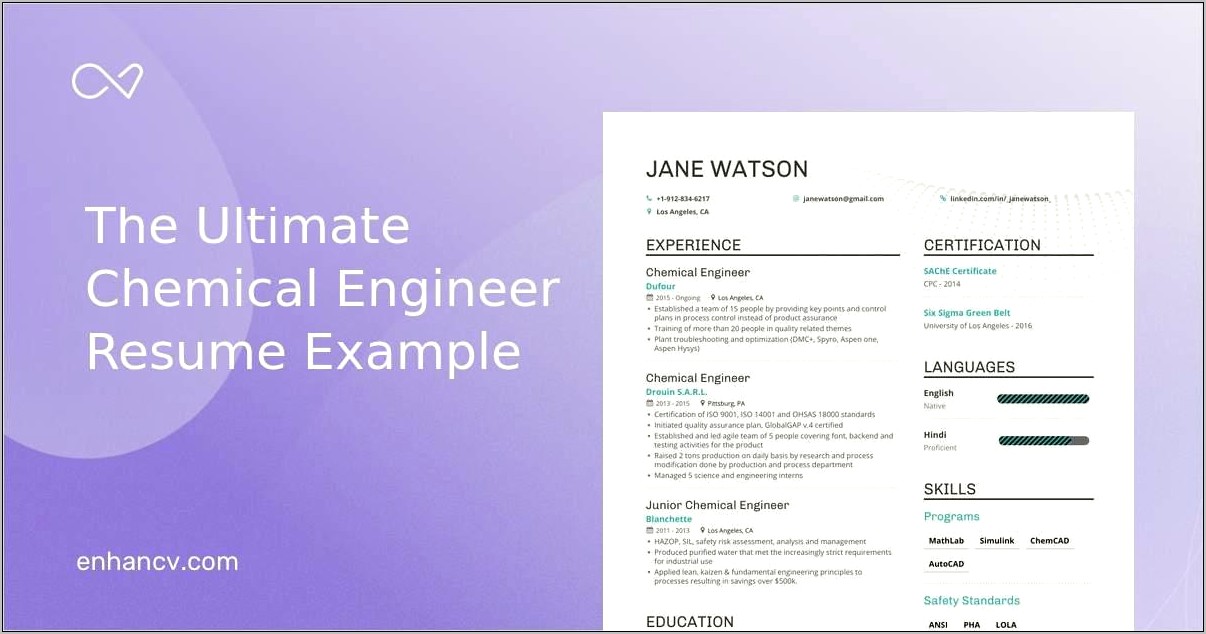 Skills For Chemical Engineering Resume
