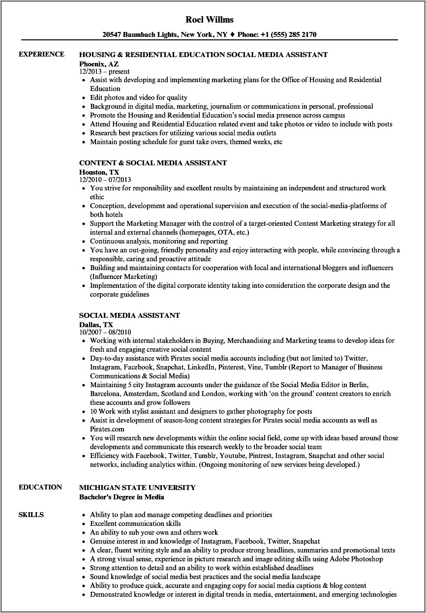 Skills For Virtual Assistant Resume