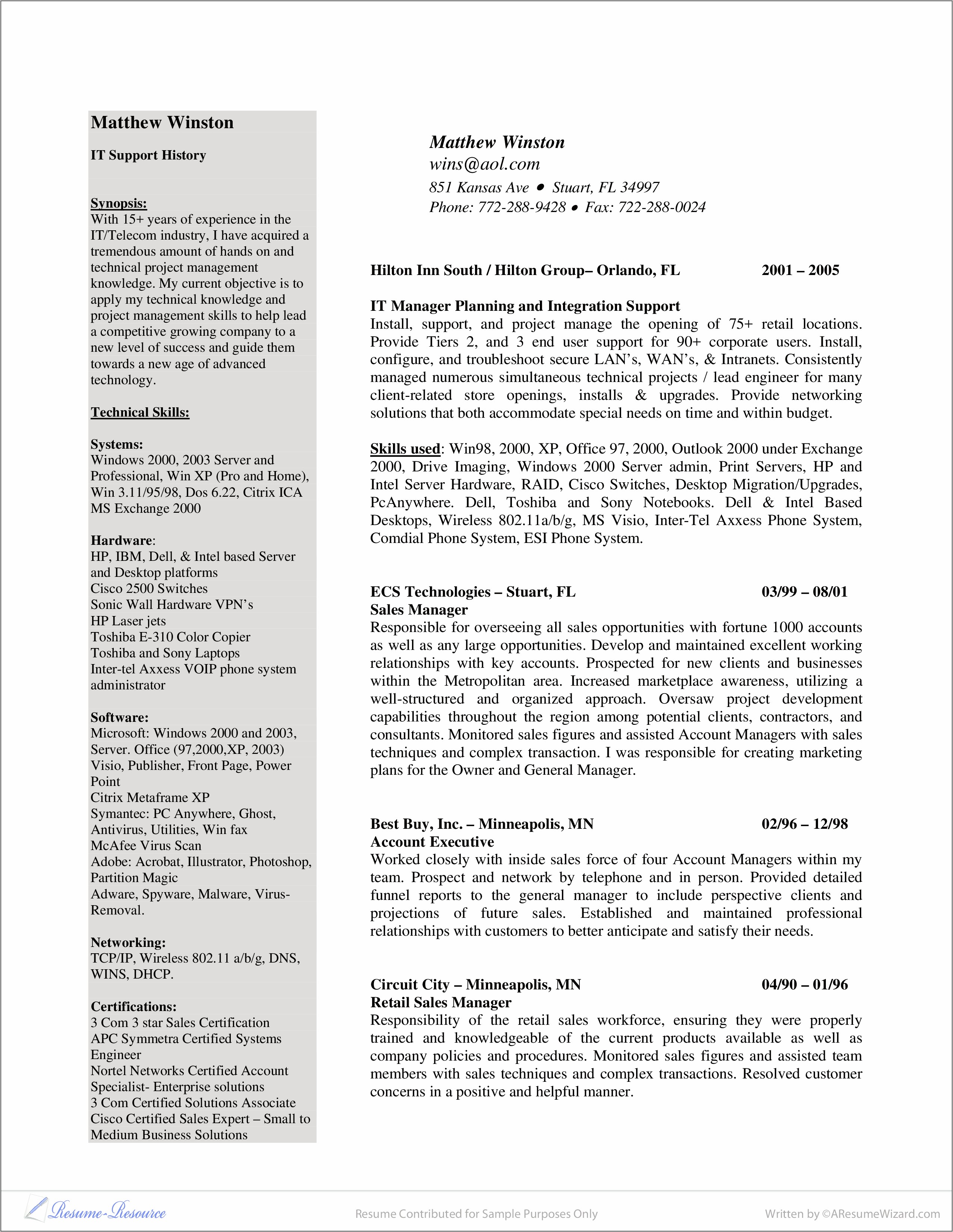 Small Business General Manager Resume