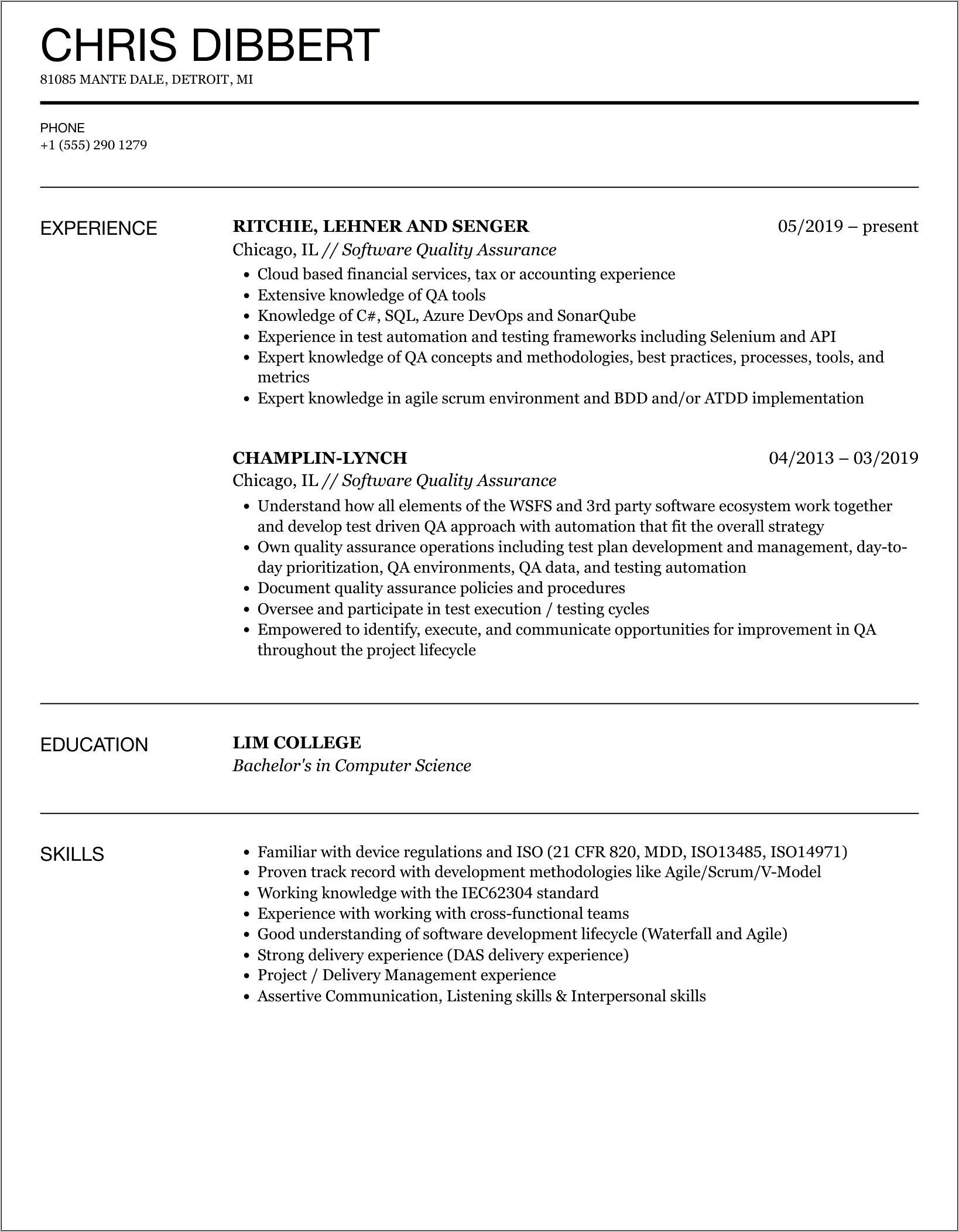 Software Quality Assurance Resume Objectives