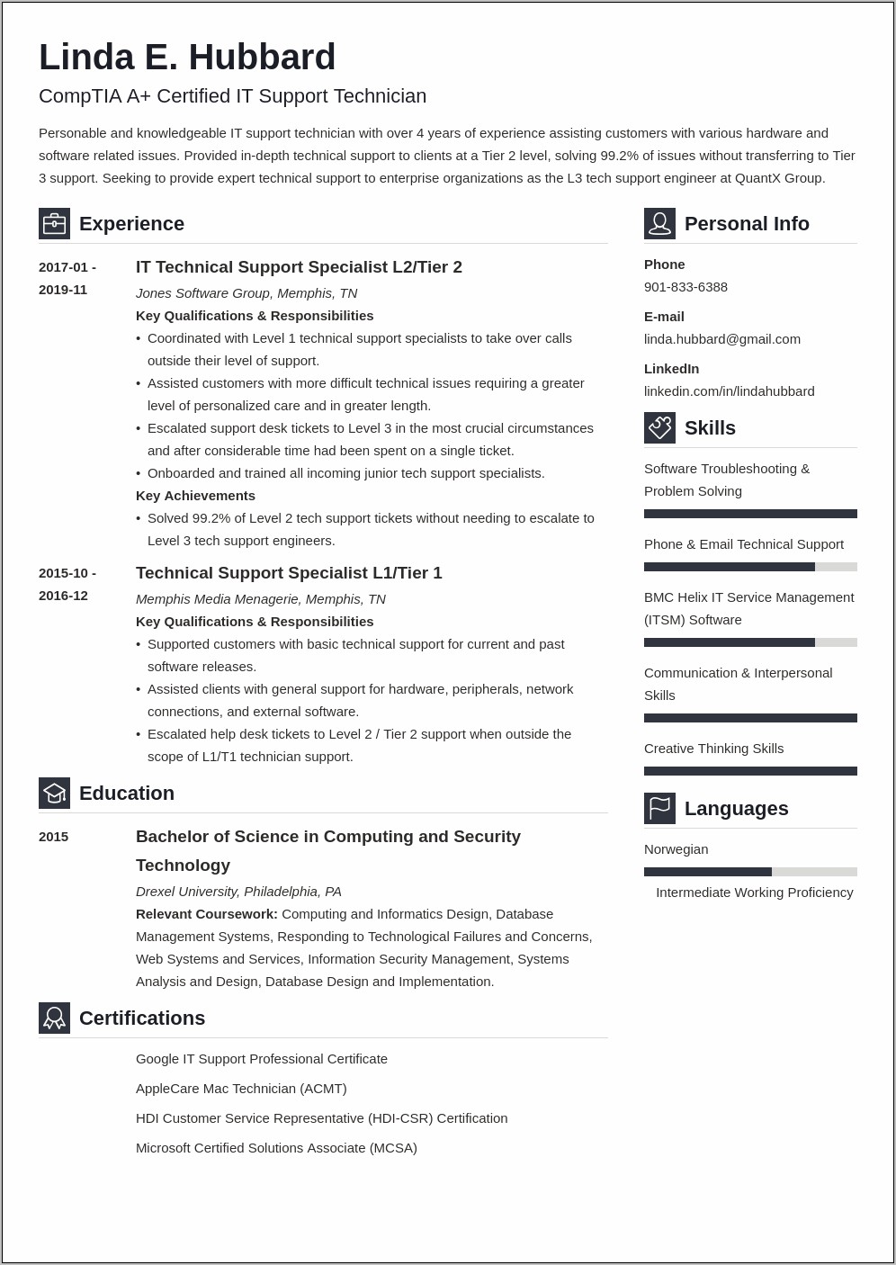 Software Technical Support Resume Examples