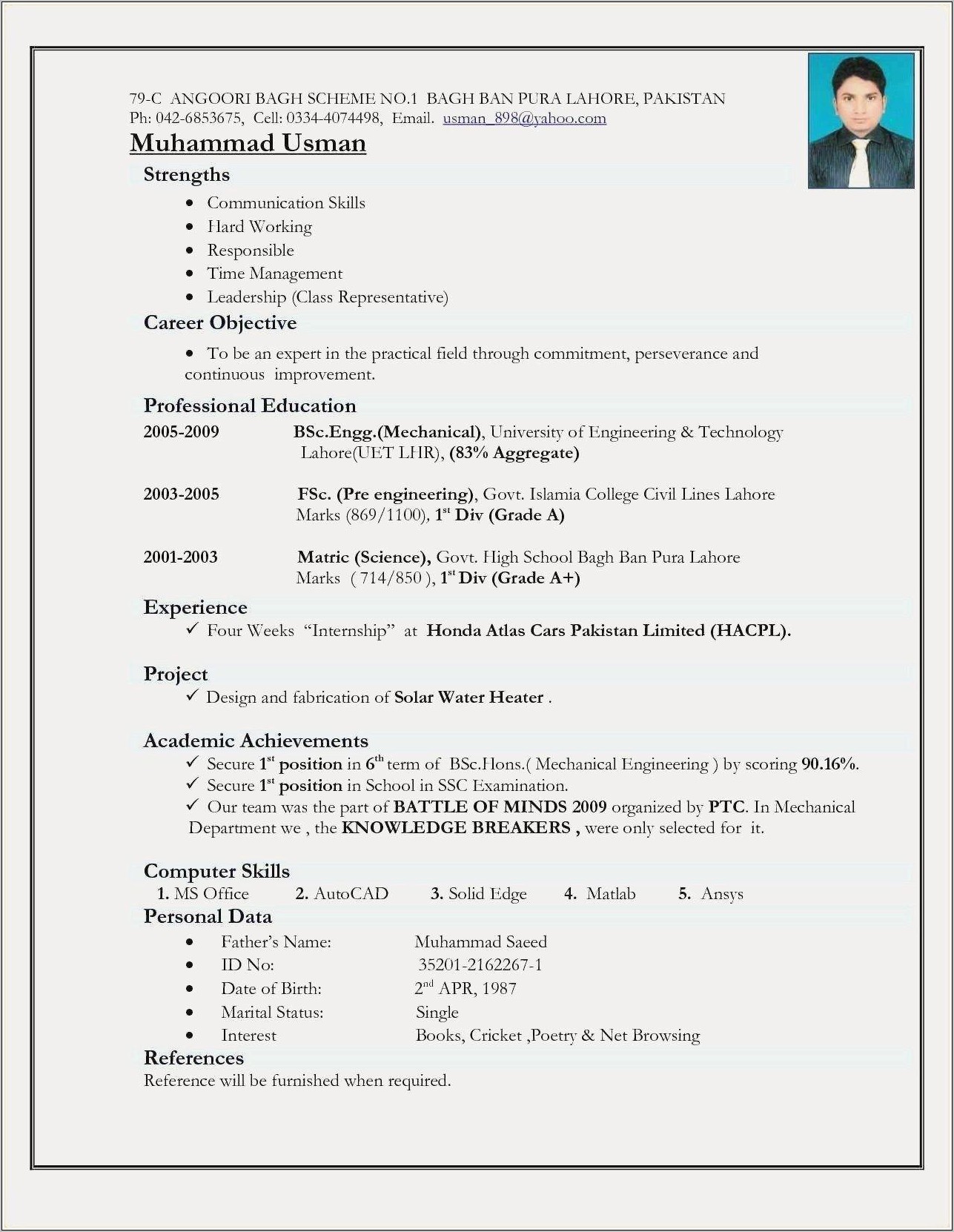 Solar Technology Specialist Resume Example