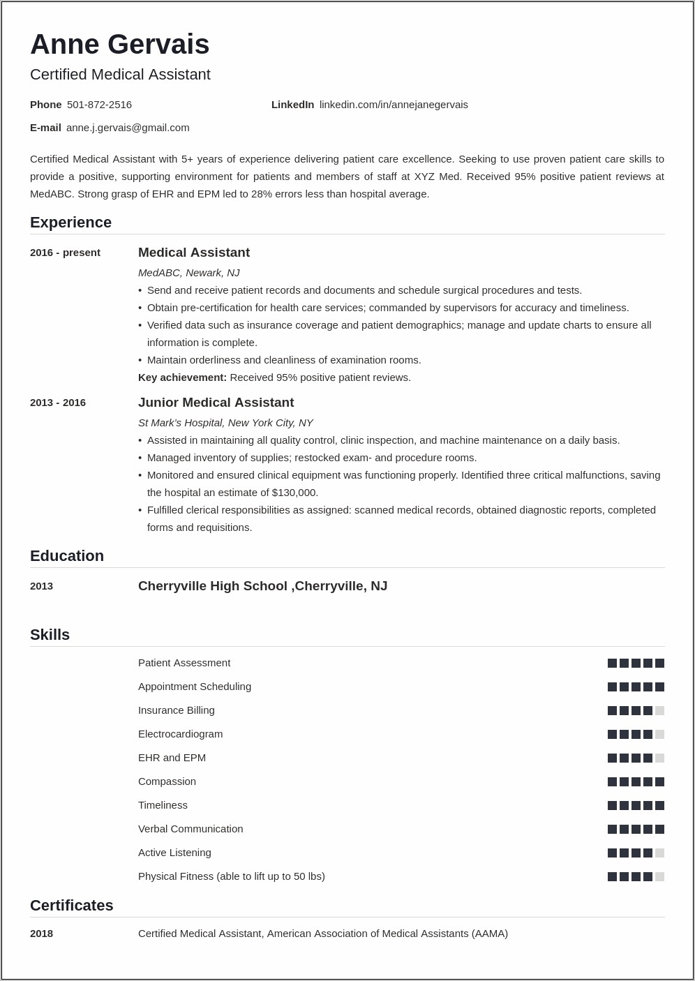 Strong Skills For Healthcare Resume
