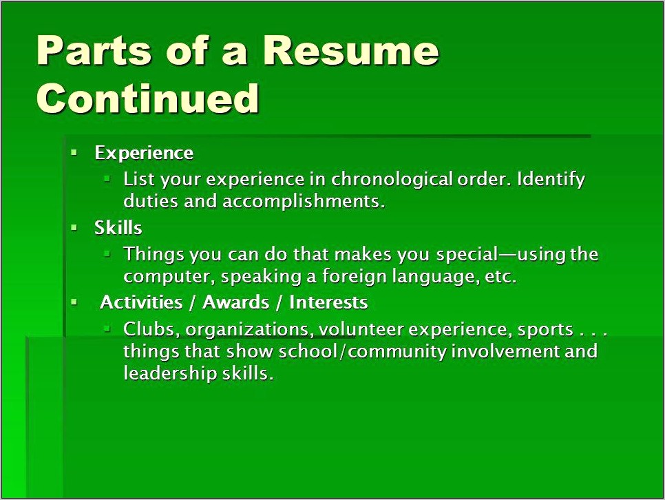 Summerize Special Skills For Resume