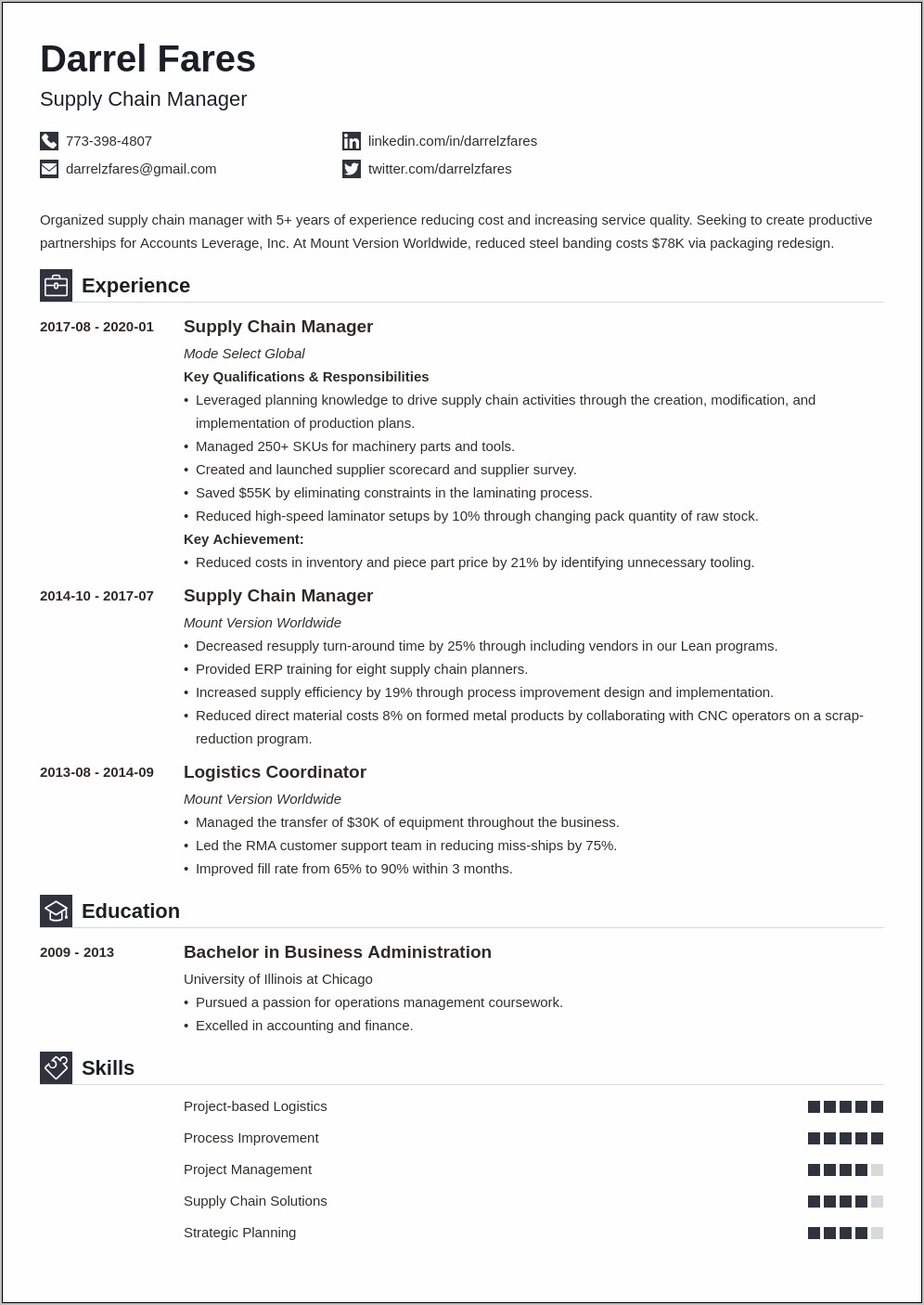 Supply Chain Executive Resume Examples