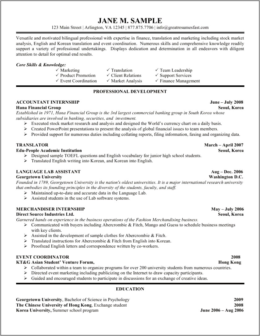 Supply Chain Intern Resume Examples