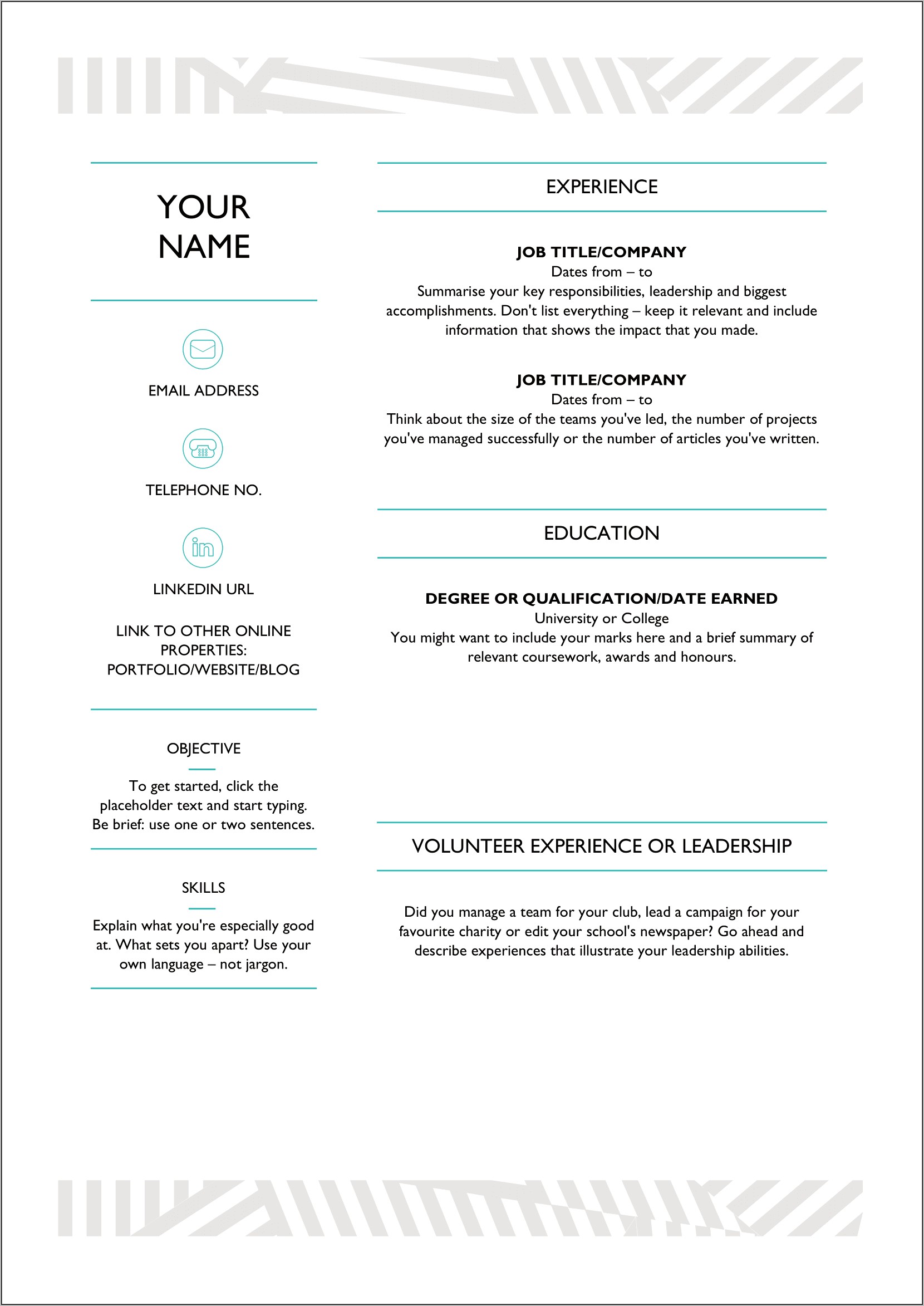 Swiss Style Resume Template Free