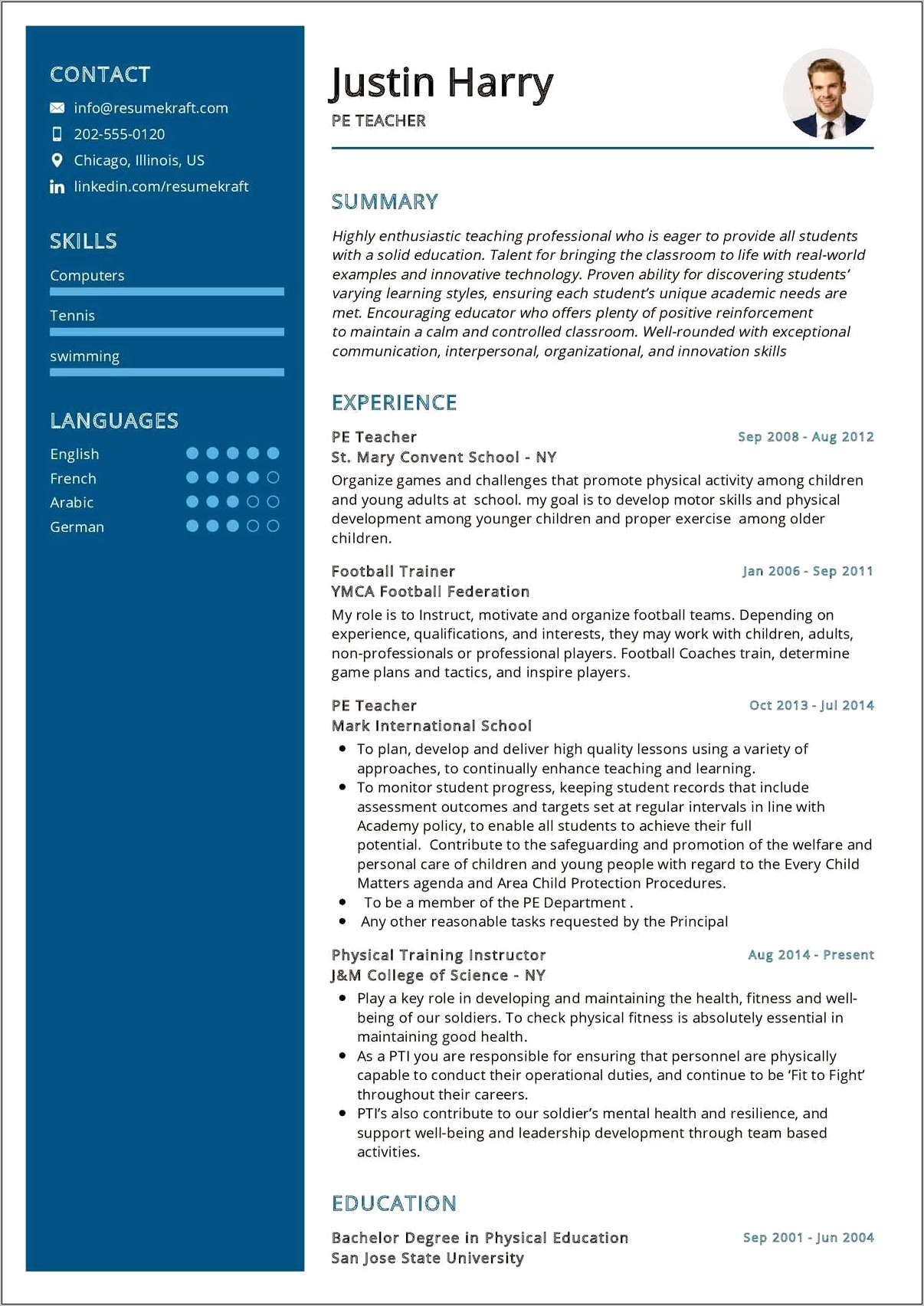 Teaching And Coaching Resume Examples
