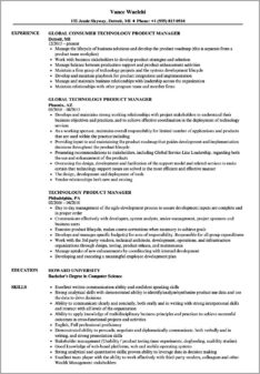 Technical Product Manager Resume Description