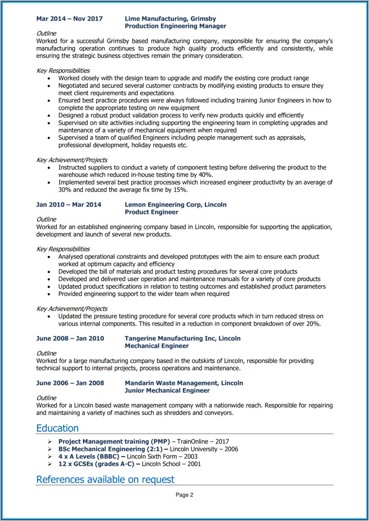 Technical Project Manager Resume Download