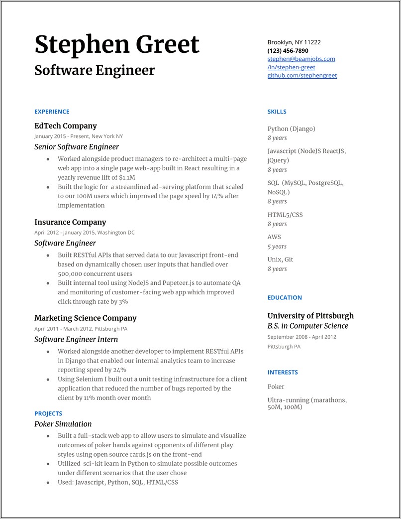 Technology Startup Founder Resume Example