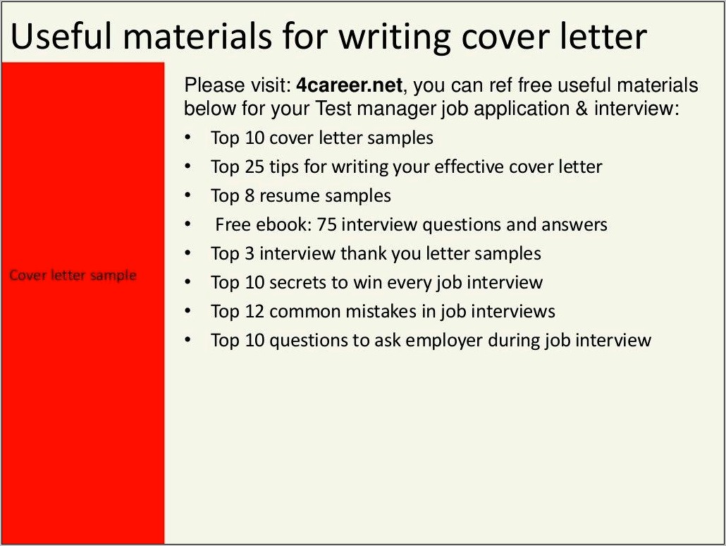 Test Manager Resume Cover Letter