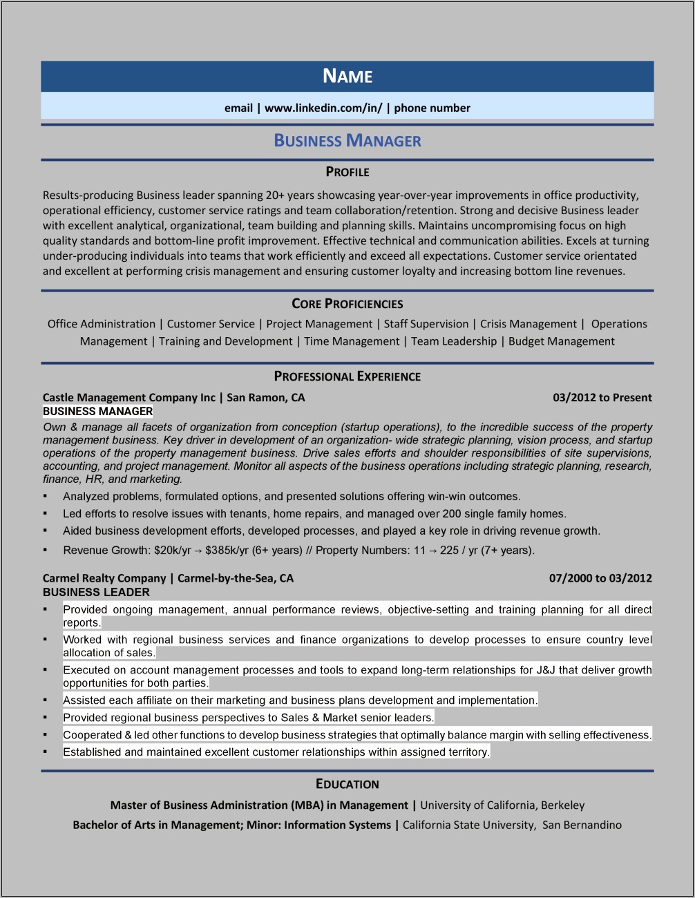 Time Management Examples For Resume