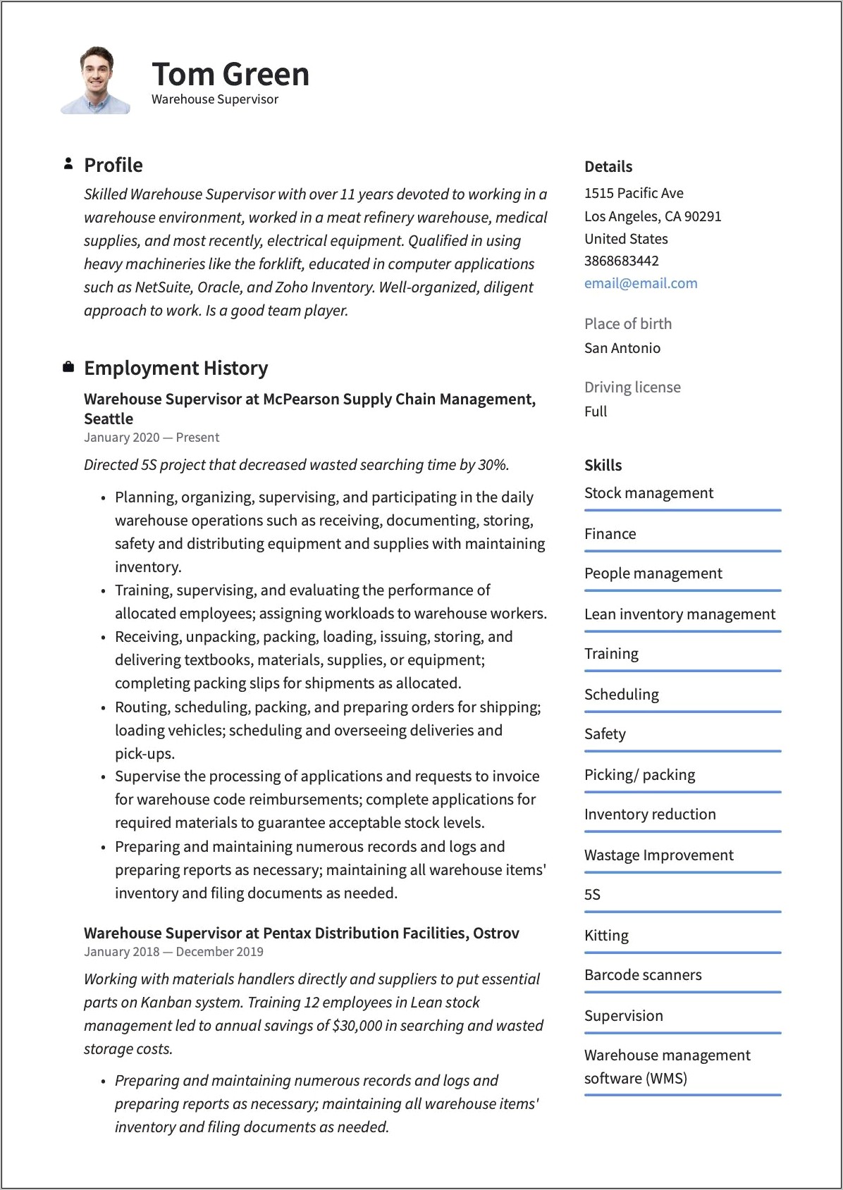 Transport Supervisor Job Description Resume
