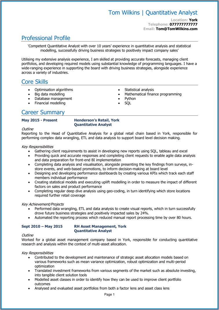Treasury Management Sales Analyst Resume