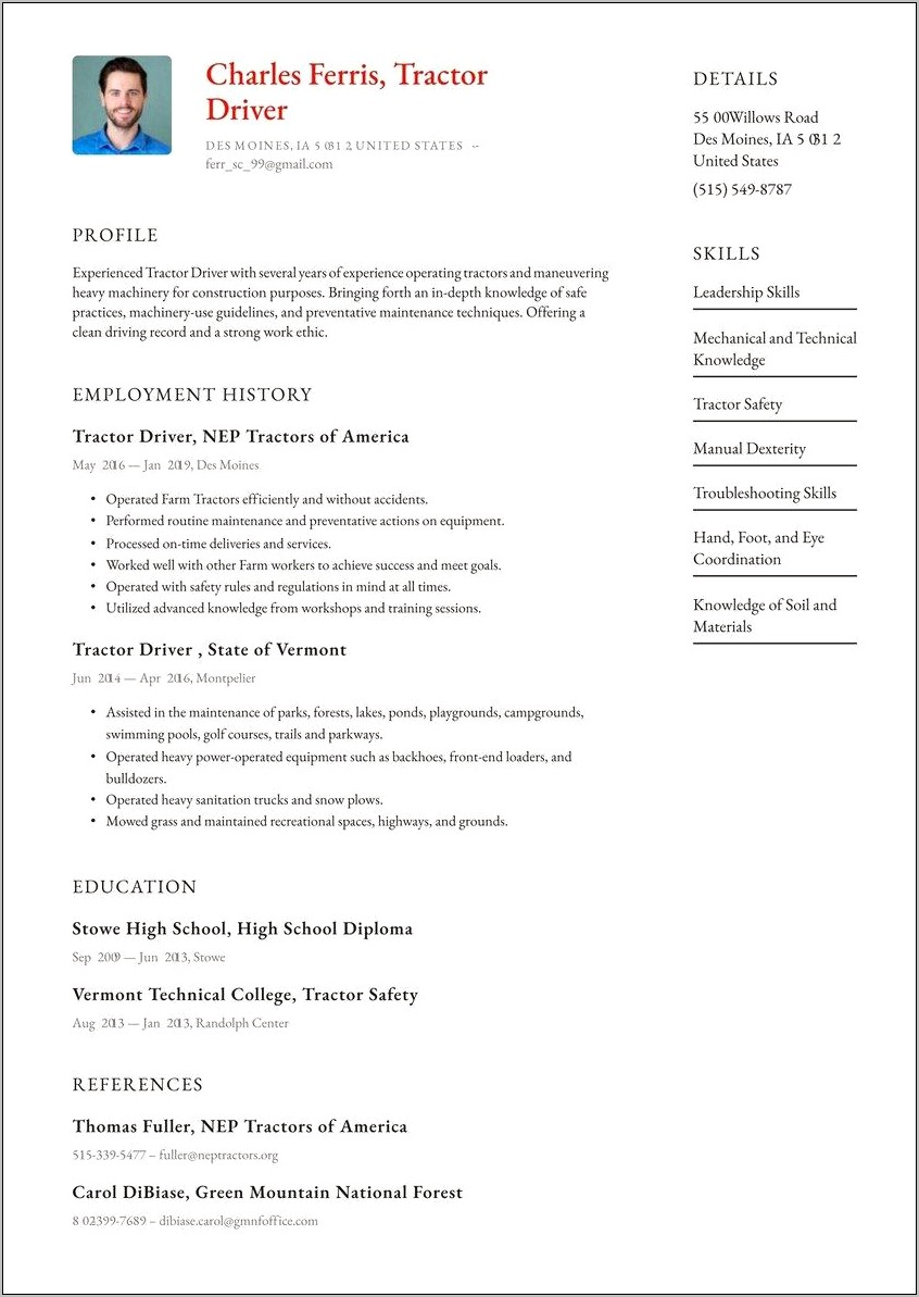 Truck Driver Resume Example Objective