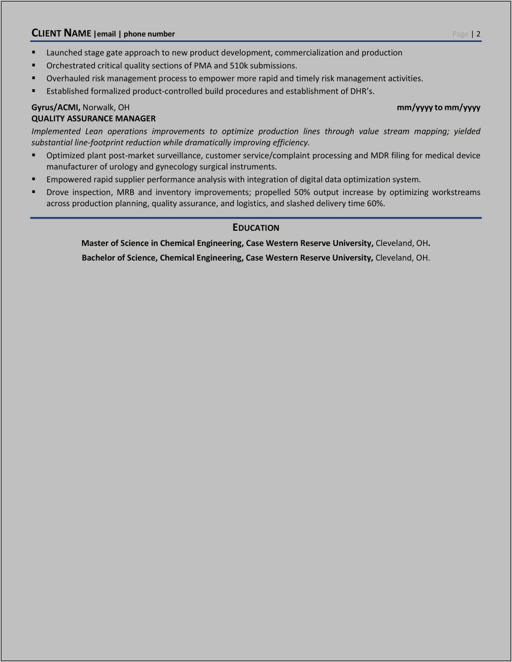Typical Skills Chemical Engineer Resume