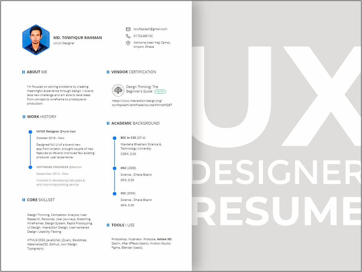Ui Ux Analysis Resume Sample