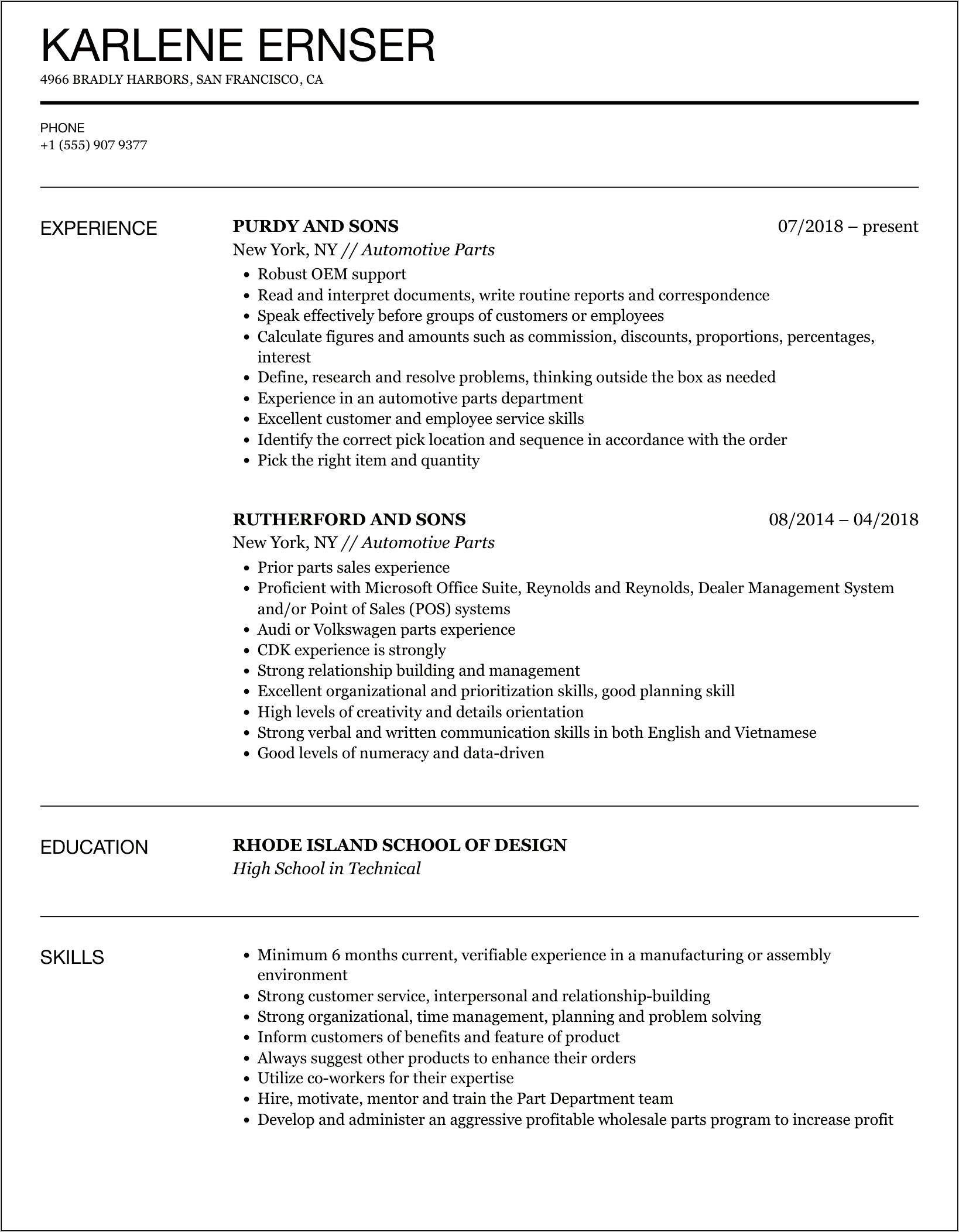 Vehicle Repossession Clerical Resume Examples