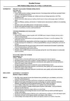 Vendor Management Experience On Resume