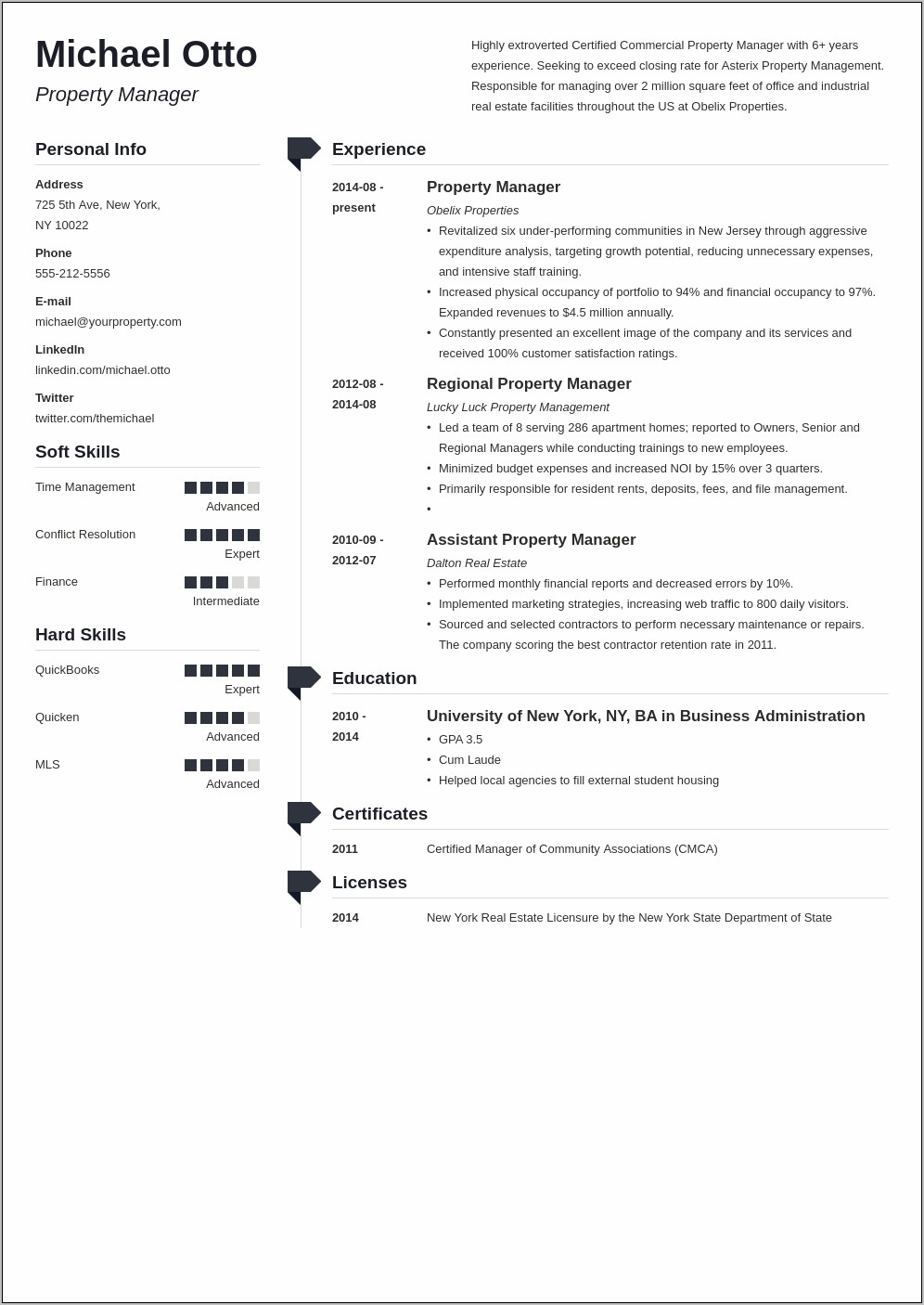 Verbage For Property Manager Resume