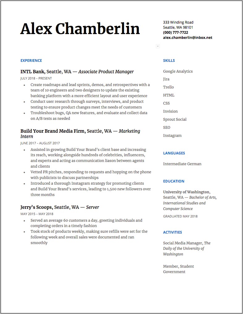 View A Combination Resume Sample