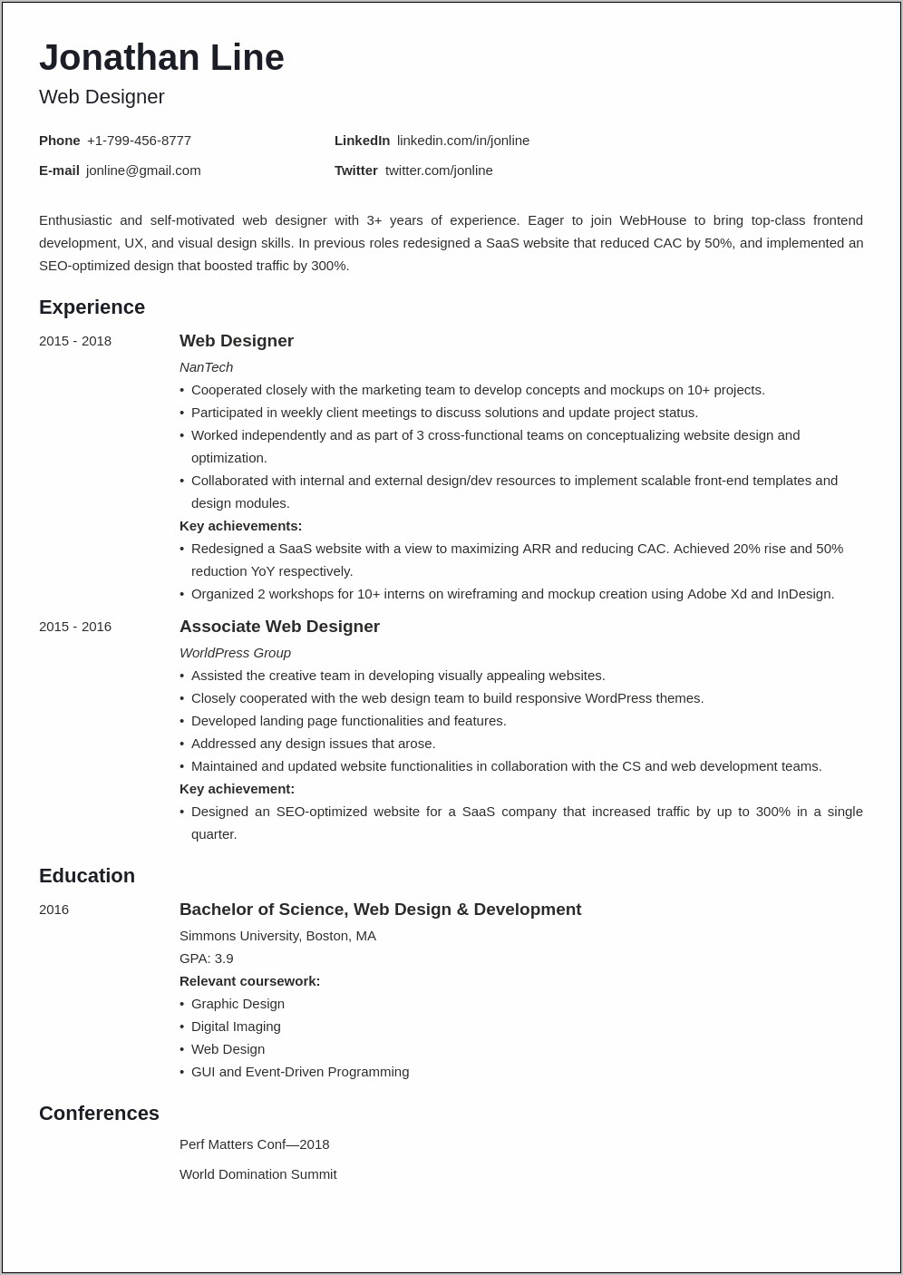 Web Designer Job Description Resume