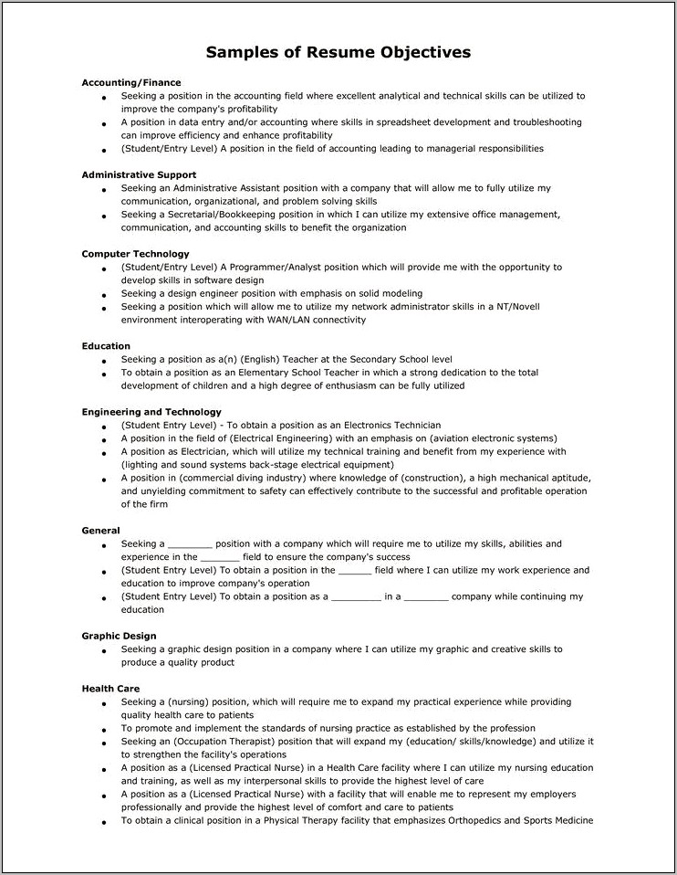 Writing A General Resume Objective