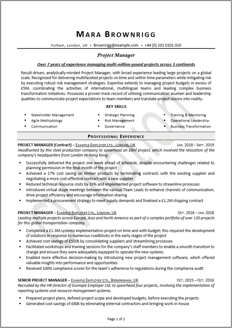 Writing Managed Contractors In Resume